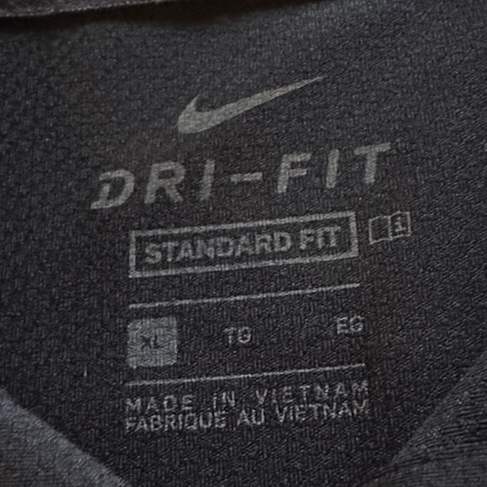 Nike Men's Black Polo Shirt with White Accents - Picture 6 of 7